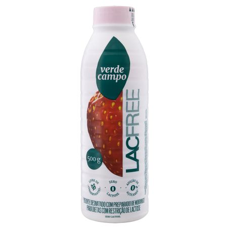 IOGURTE DESNATADO MORANGO ZERO LACTOSE VERDE CAMPO LACFREE 500G