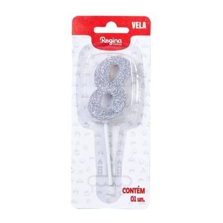 Vela Glitter Branca Regina N8