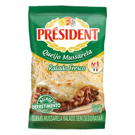 Queijo mussarela ralado fresco président 100g