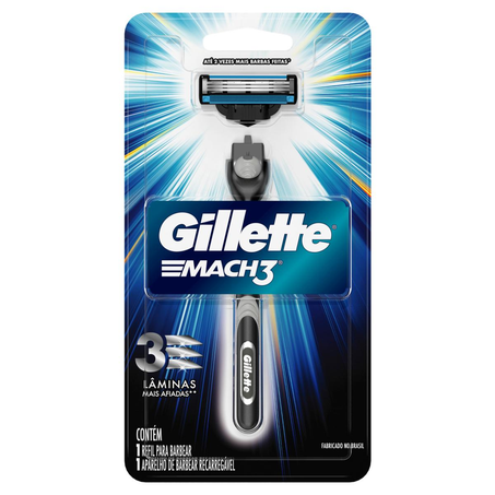 Aparelho de Barbear Mach3 Gillette Regular - Com 1 Aparelho