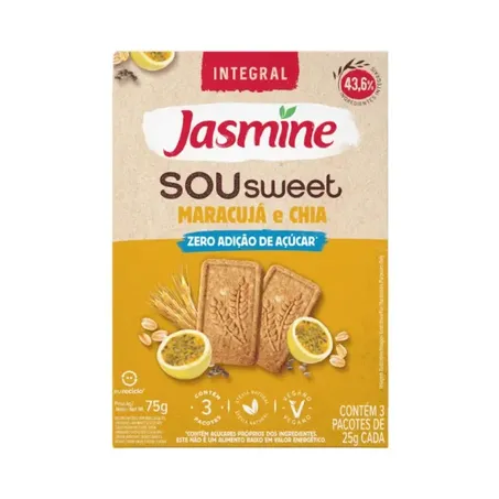 BISCOITO SOU SWEET MARACUJÁ E CHIA ZERO 75G - JASMINE