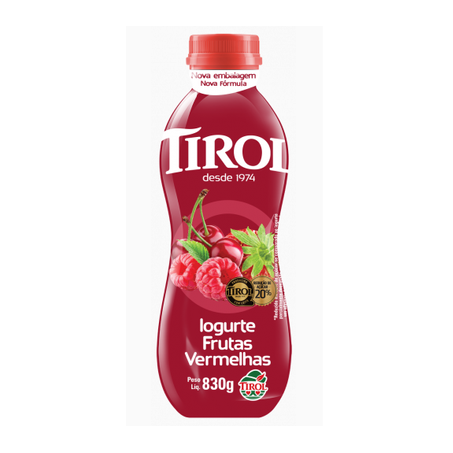 IOGURTE GARRAFA TIROL 830ML FRUTAS VERMELHAS