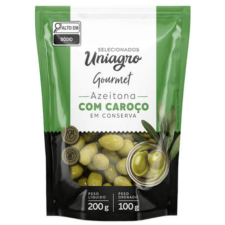 Azeitona verde uniagro 100g c/caroço sc