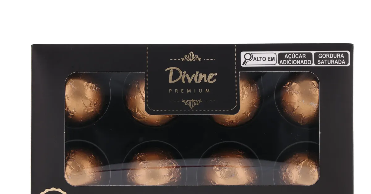 Trufas Divine 50% Cacau Com Recheio de Creme de Avelã Beijo Divino