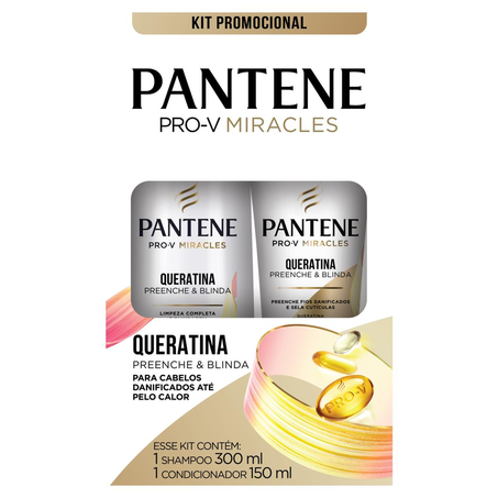 Conjunto Pantene 300ml - Shampoo + 150ml - Condicionador - Queratina