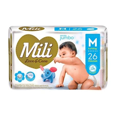 Fralda mili love care jumbo 26un m