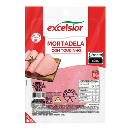 MORTADELA EXCELSIOR C/TOUCINHO FATIADA 180G