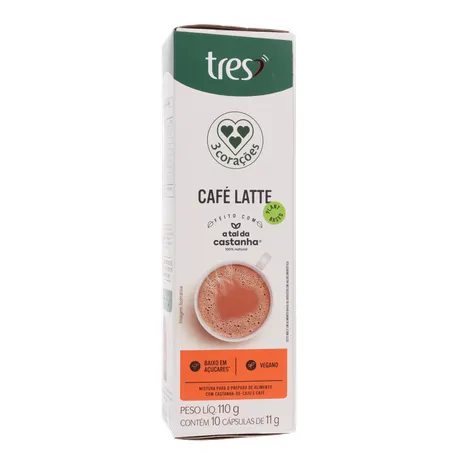 Café com Leite em Cápsula 3corações Latte Vegano Caixa com 10un - 110gr 360-35
