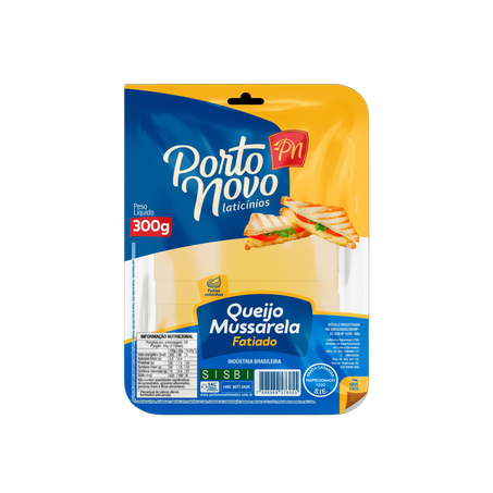 QUEIJO MUSSARELA FATIADO PORTO NOVO PACOTE 300G