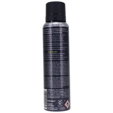Antitranspirante Aerosol Nivea Men Deep Sport 72H Carvão Ativado Frasco Spray 150ml 360-20