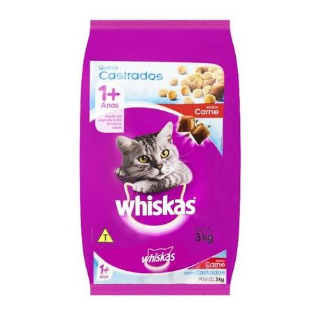 Ração gato castrado carne whiskas 2.7kg