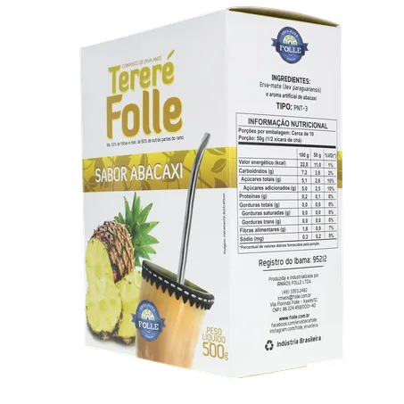 erva mate para tererê folle guarany abacaxi caixa 500g 360-5