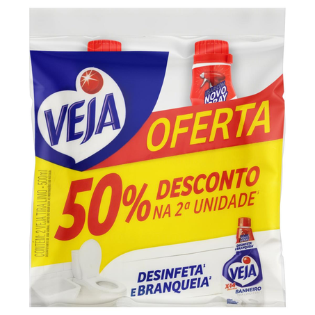 Conjunto Veja 500ml - Com 2 Limpadores Tira-limo - Refil - Com 50% de Desconto no 2º Limpador