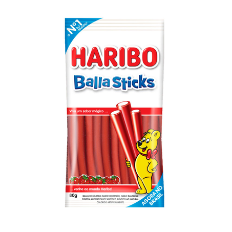 Bala Haribo Sticks Morango Pacote 80G