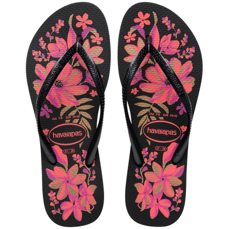 SANDÁLIAS HAVAIANAS SLIM ORGANIC PRETO E CINZA OURO 41/42