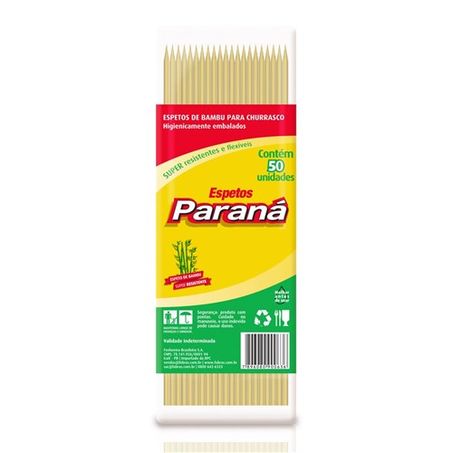 Espetinho paraná médio bambu com 50