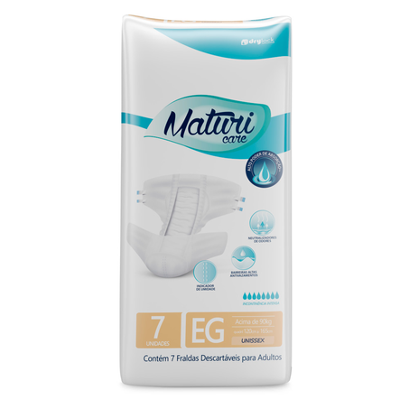Fralda Descartável Para Adultos EG Maturi Care Com 7 Unidades