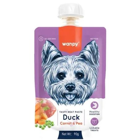 Petisco Para Cão Wanpy Creamy Sachê De Pato, Cenoura e Ervilha 90g