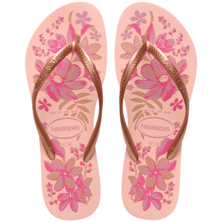 SANDÁLIAS HAVAIANAS SLIM ORGANIC ROSA E DOURADO 33/34