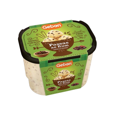 Sorvete Gebon Especialidades Passas Ao Rum Pote 2l 
 