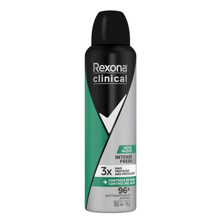 Desodorante Antitranspirante Aerosol Rexona Clinical Intense Fresh Masculino 96h 150ml