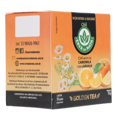 CHÁ ERVA DA MATA CAMOMILA COM LARANJA CAIXA C/10 SACHÊS 360-31