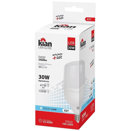 Lampada kian led globe 30w 6.5k e-27 biv
