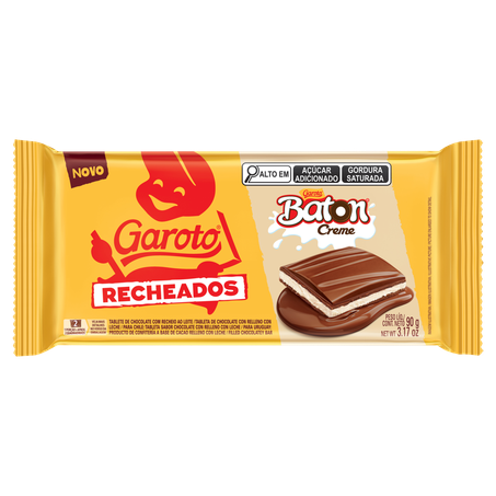 Chocolate garoto recheado baton ao leite 90g