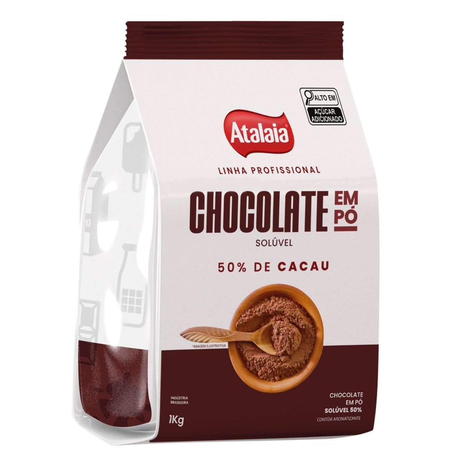 Chocolate em pó atalaia 50% cacau linha profissional sachê 1kg