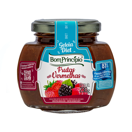 GELEIA DIET DE FRUTAS VERMELHAS 230G BOM PRINCIPIO