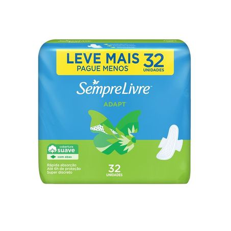 Absorvente sempre livre noite e dia com abas leve mais pague menos com 32un adap