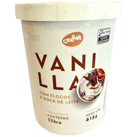 Sorvete Cream Vanilla E Doce de Leite 1L
