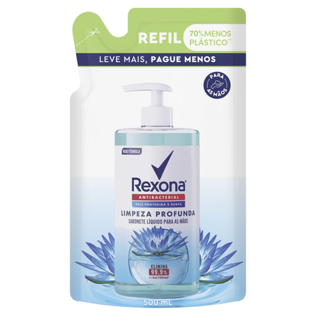 Sabonete Líquido Rexona Mãos Limpeza Profunda Leve Pague- Refil 500Ml 