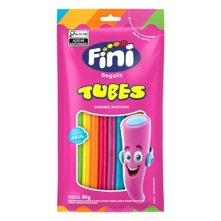 Bala Fini Gelatina Tubes Arco Iris Pacote 80g 
 