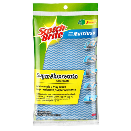 Pano Multiuso Azul Scotch Brite com 5 Unidades