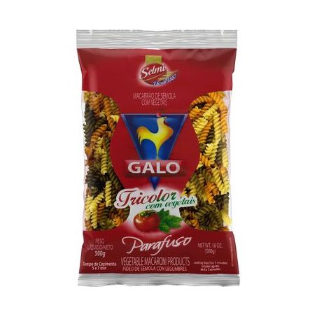 MASSA SEMOLA PARAFUSO TRICOLOR GALO 500G