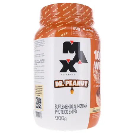 SUPLEMENTO WHEY PROTEIN MAX TITANIUM DR.PEANUT DOCE DE LEITE POTE 900G 360-32