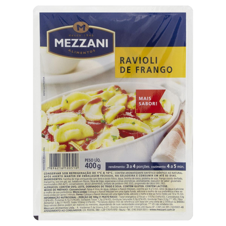 Massa Recheada Mezzani 400g - Ravioli - Frango
