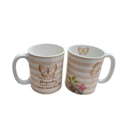 Caneca de Porcelana Tezor Borboletas 340Ml