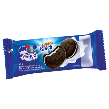 Biscoito Panco Gold Black Recheado Baunilha Pacote 42g 
 