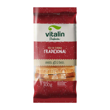 Pão Vitalin 300g - Sem Glúten - Tradicional - Fatiado
