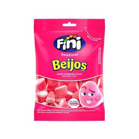 Bala fini 90g beijos morango