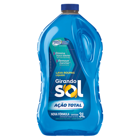 Lava Roupas Líquido Girando Sol  Ação Total Frasco 3lt