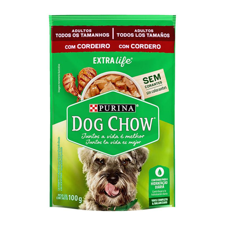 RACAO DOG CHOW CORDEIRO TENRO 100G AO MOLHO