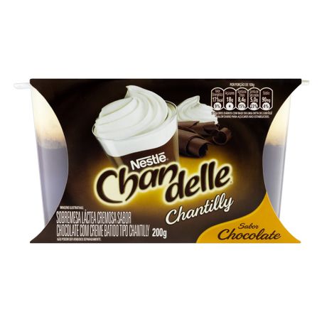 SOBREMESA LÁCTEA COM CHANTILLY CHOCOLATE NESTLÉ CHANDELLE COM 2 UNIDADES