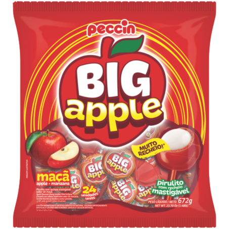 Pirulito peccin 24un 672g big recheio maça