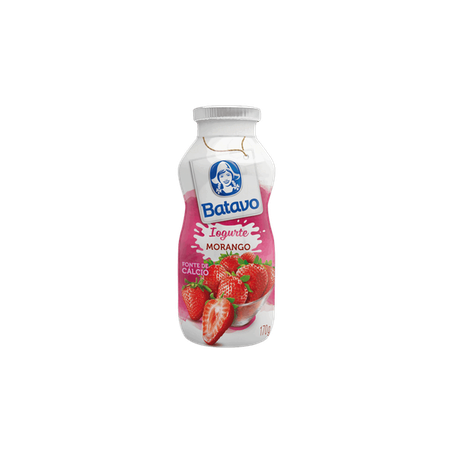 Iogurte Desnatado Batavo Sabor Morango Frasco 170gr