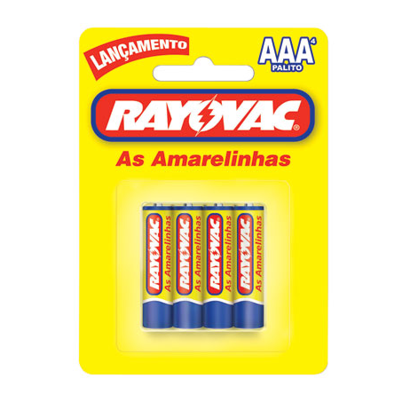 PILHA AAA RAYOVAC AS AMARELINHAS PALITO 4 UNIDADES 1,5V