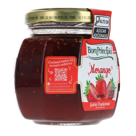 Geleia Bom Princípio Tradicional Morango Pote de Vidro 250gr 360-31