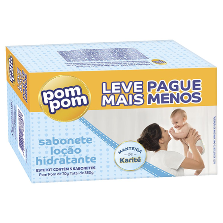Sabonete Pom Pom 70g - Loção Hidratante -  Com 5 sabonetes - Leve Mais, Pague Menos